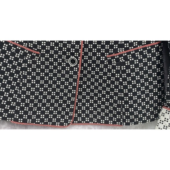 Nina McLemore Blazer Size 4 Career Blue Contrast Print Geometric Button - Picture 3 of 11